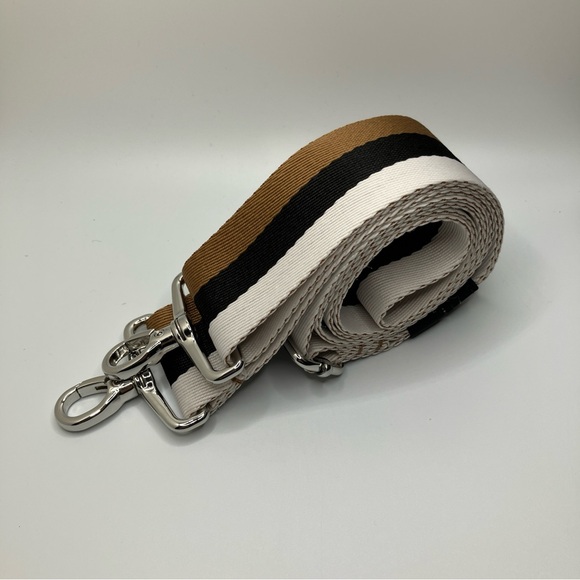 shortyLOVE Boardwalk Strap for Crossbody Bag Black White Brown Stripe - Picture 6 of 6